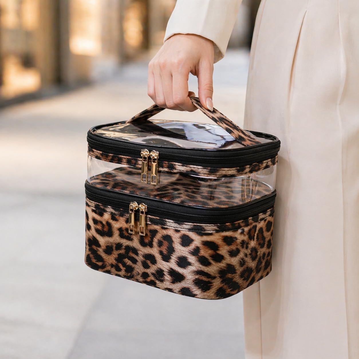 Double-layer waterproof foldable travel makeup bag