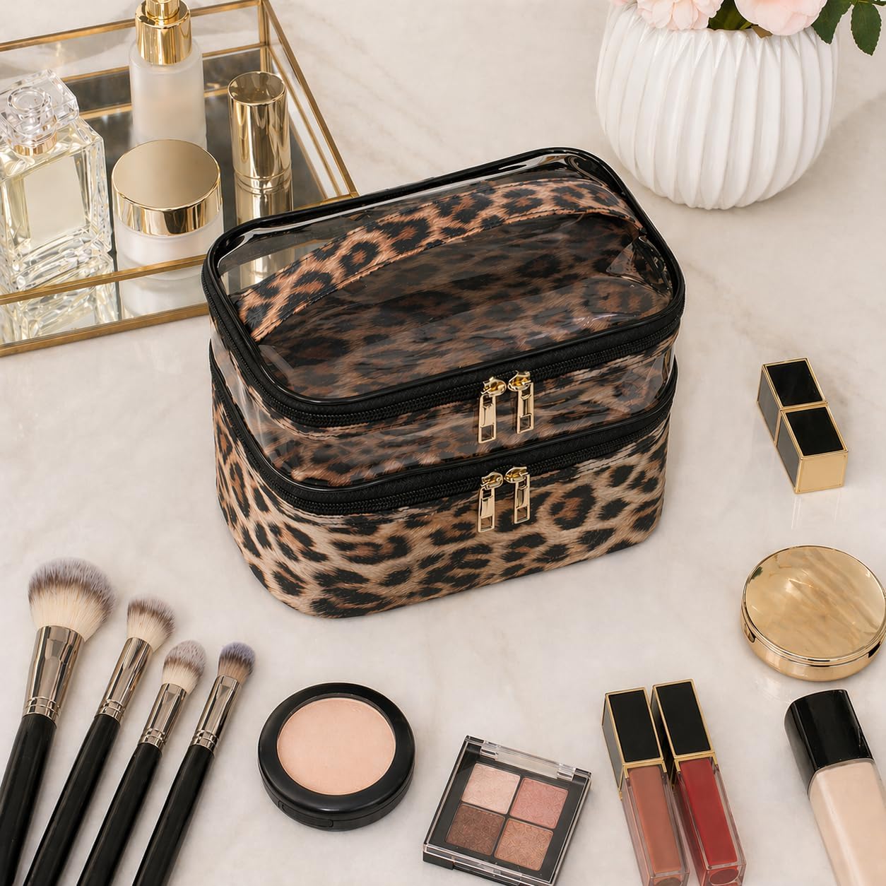 Double-layer waterproof foldable travel makeup bag - Image 2