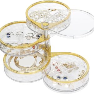 Four-layer rotating transparent jewelry organizer box