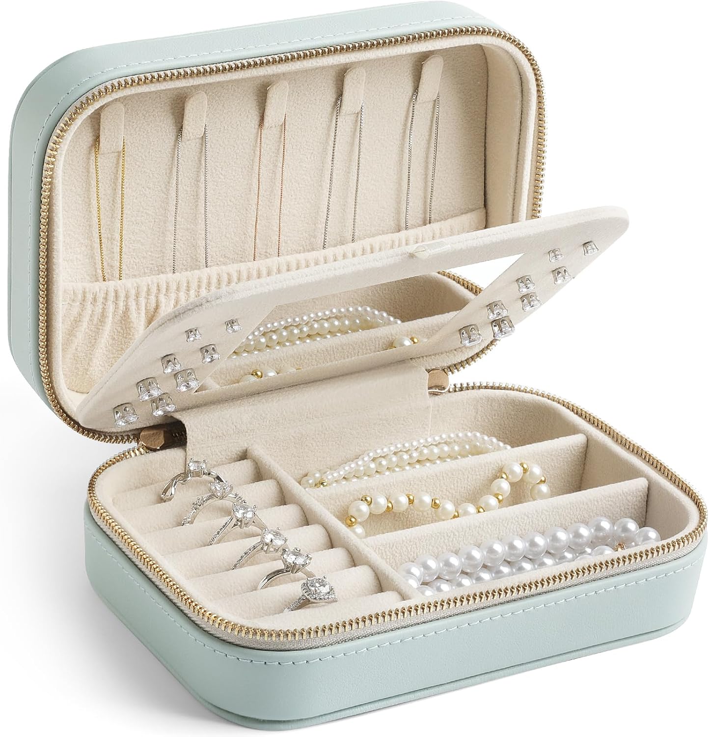 Small travel jewelry box with mirror - Image 2