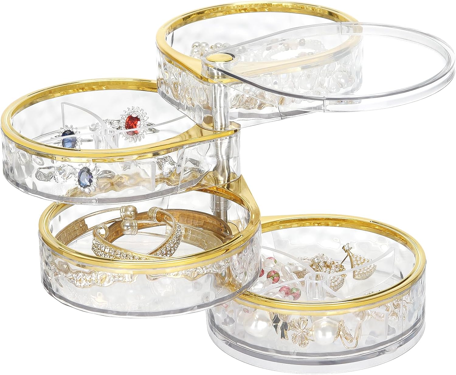 Four-layer rotating transparent jewelry organizer box - Image 2