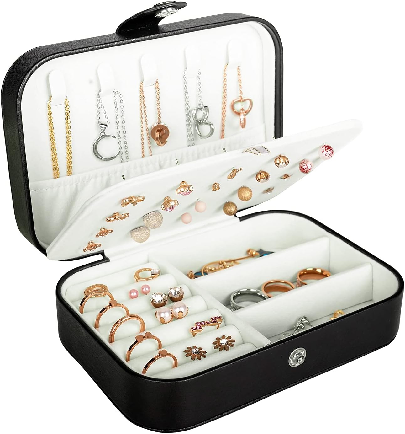 Double-layer portable jewelry organizer box
