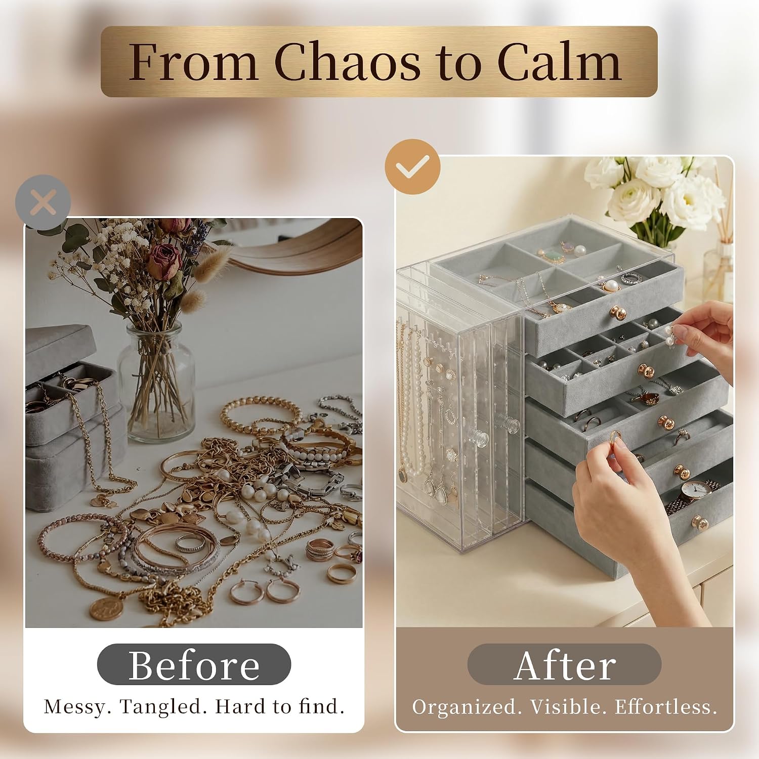 Transparent drawer-style display jewelry box - Image 2