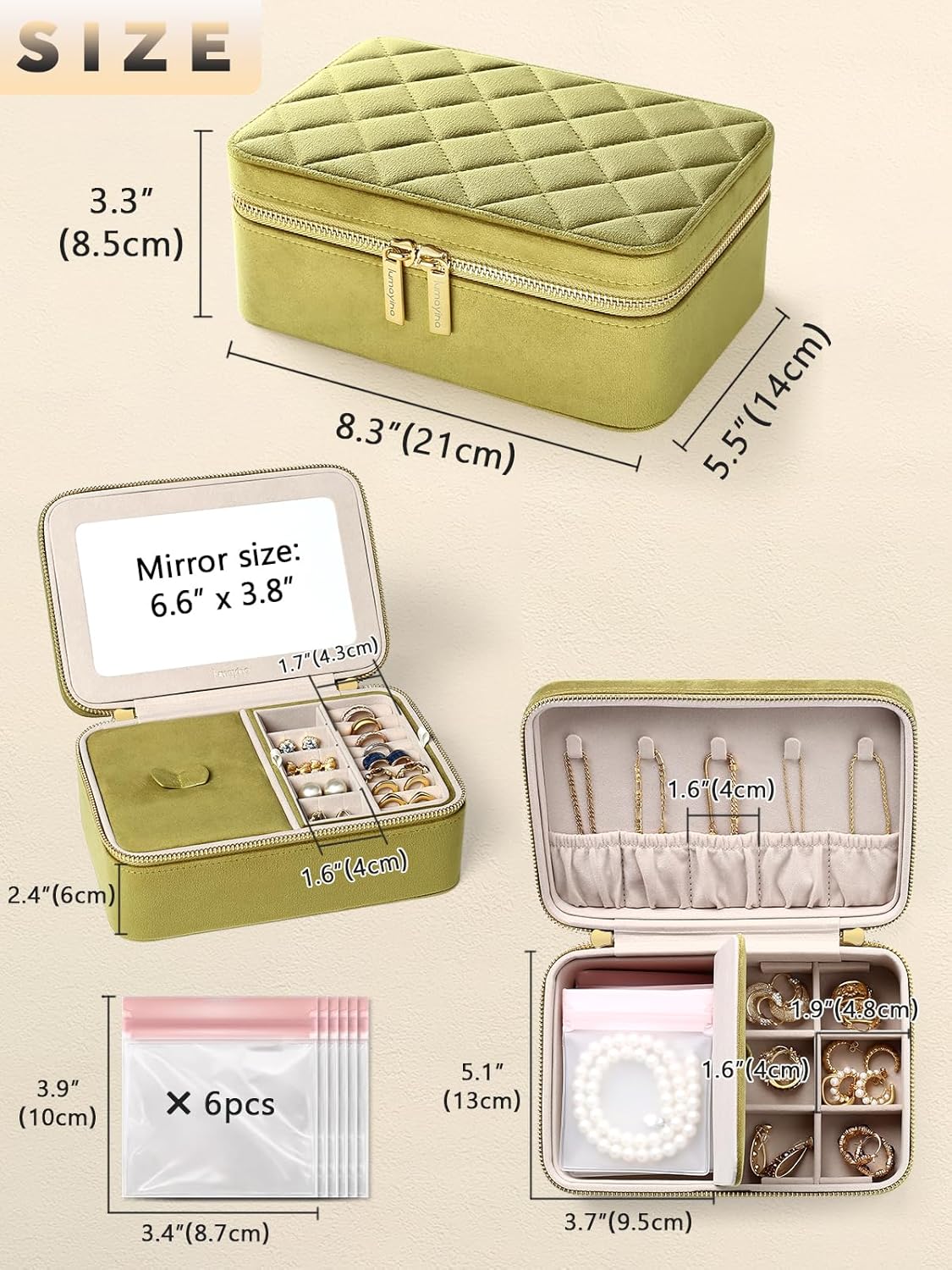 Travel jewelry box with large mirror - Image 2