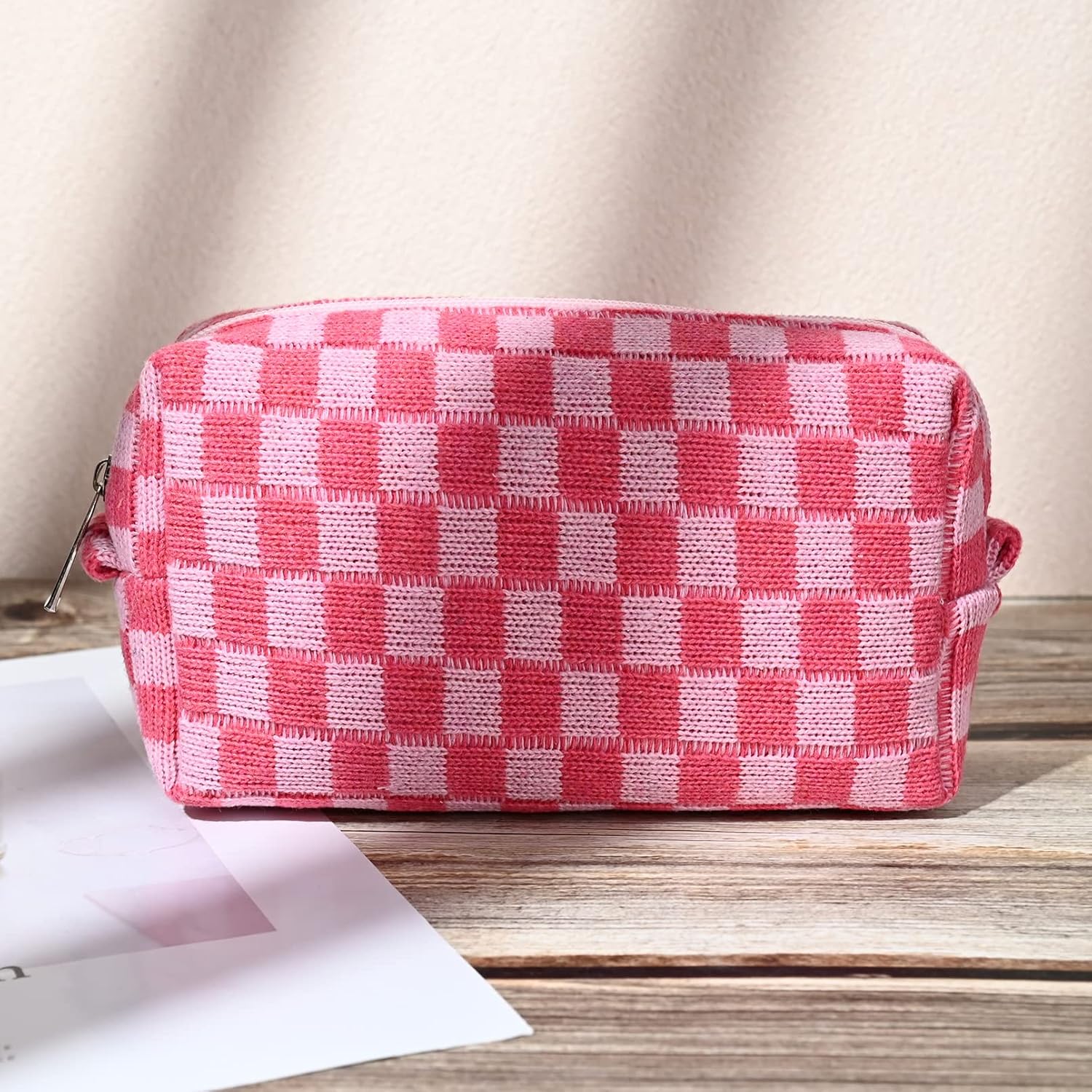 Plaid large-capacity travel essentials bag (two-piece set)
