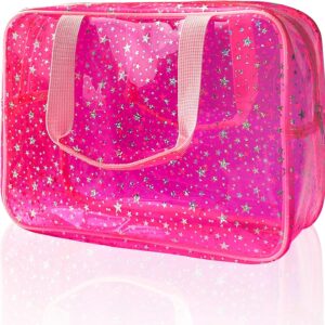 Large glittery star tote makeup bag