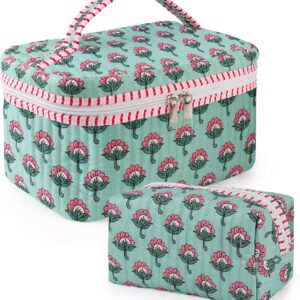 Diamond-patterned embossed cotton makeup bag