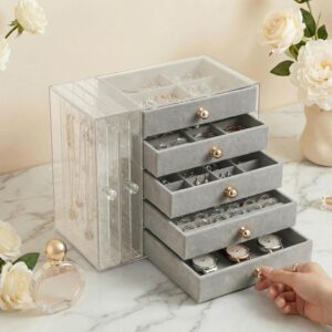 Transparent drawer-style display jewelry box